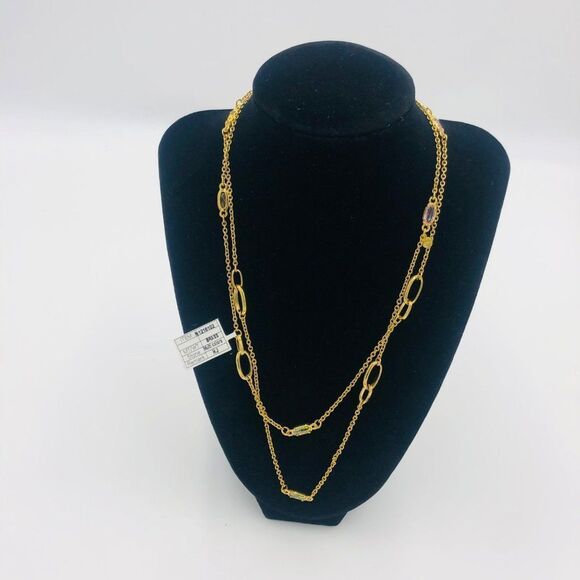 Brand New Oval Link‎ Necklace For Women With Multicolored Stones - Picture 1 of 6